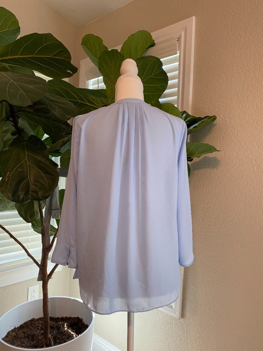 πΌ NYDJ Pintuck Blouse XS | Boho 3/4 Sleeve Pleated Top Flowy - Picture 9 of 14